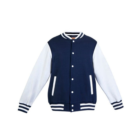 Varsity Jacket Mens Navy White Front View