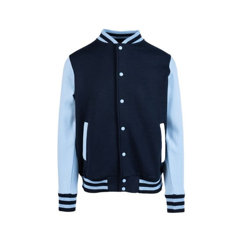 Varsity Jacket Mens Navy Sky Front View